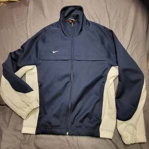 Nike Men's Navy and White Zip Up Track Jacket M